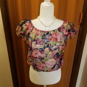 TEENBELL SHEER FLORAL CROP TOP
